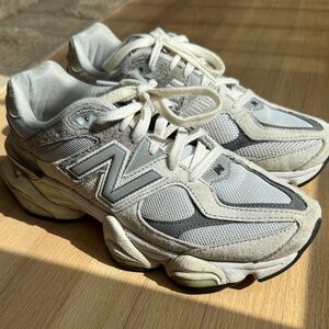 New Balance Cream and Gray Athletic Shoes